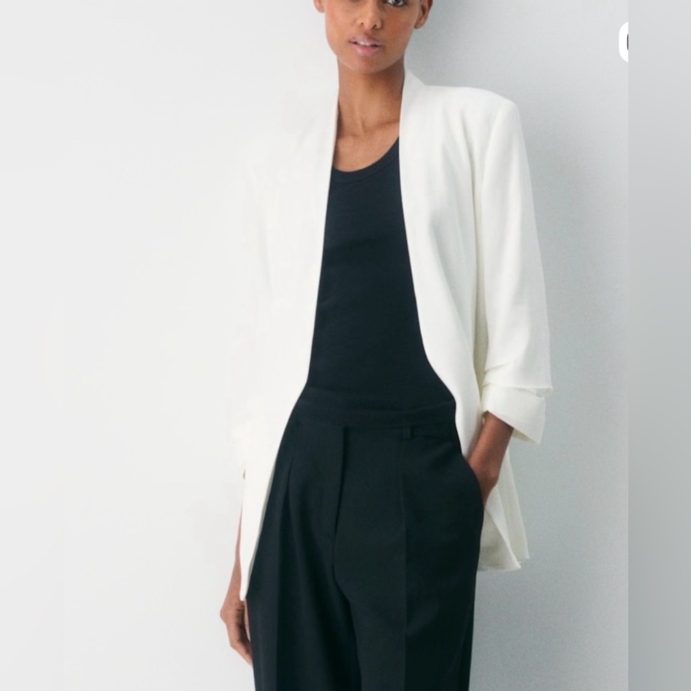 Babaton White Linen Blazer Jacket - Aritzia